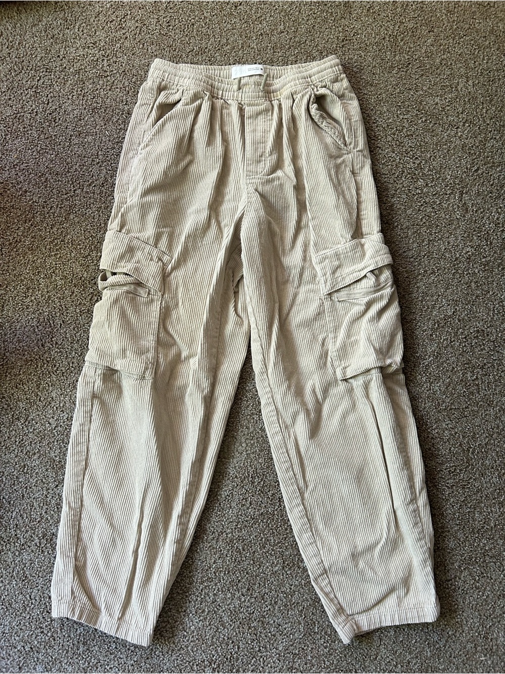 Zara Beige Corduroy Cargo Pants